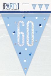 Blue/Silver Glitz Foil Prism Age 60 Flag Banner 9FT