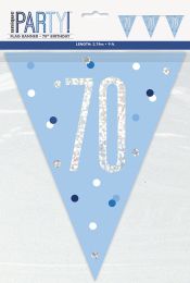Blue/Silver Glitz Foil Prism Age 70 Flag Banner 9FT