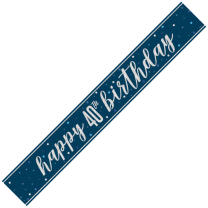 Blue/Silver Glitz Age 40 Happy Birthday Foil Banner 9ft