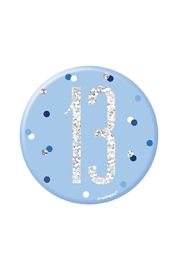 Blue/Silver Glitz Foil Age 13 Badge 3" 1CT
