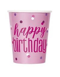 Pink/Silver Glitz 9oz Cups 8ct