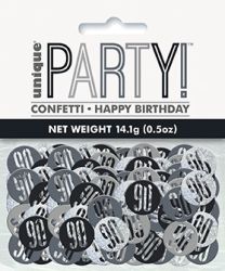 Black/Silver Glitz Foil Age 90 Confetti 0.5 oz