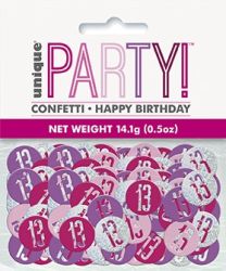 Pink/Silver Glitz Foil Age 13 Confetti 0.5 oz