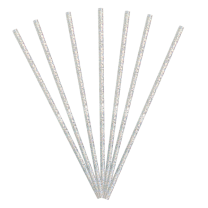 Black/Silver Glitz Foil Paper Straws 10ct