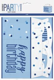 Blue/Silver Glitz Happy Birthday Party Box 6ct