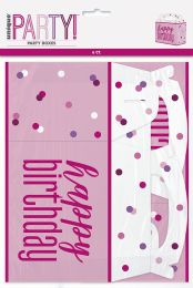 Pink/Silver Glitz Happy Birthday Party Box 6ct
