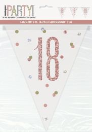 Rose Gold Glitz Age 18 Prism Flag Banner 9ft