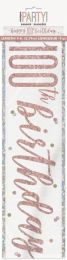 Rose Gold Glitz Happy Age 100 Birthday Foil Banner 9ft