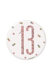 Rose Gold Glitz Foil Age 13 Badge 3" 1CT
