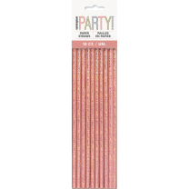 Rose Gold Glitz Foil Paper Straws 10ct