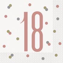 Rose Gold Glitz Age 18 Luncheon Napkins 16ct