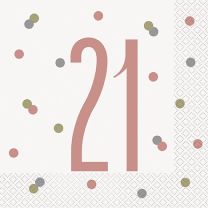 Rose Gold Glitz Age 21 Luncheon Napkins 16ct