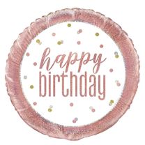 Rose Gold Glitz 18" Happy Birthday Prism Foil Balloon