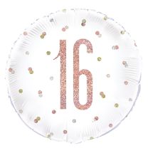 Rose Gold Glitz 18" Age 16 Prism Foil Balloon