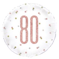 Rose Gold Glitz 18" Age 80 Prism Foil Balloon