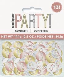Rose Gold Glitz Foil Age 13 Confetti 0.5 oz
