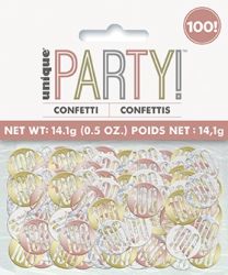 Rose Gold Glitz Foil Age 100 Confetti 0.5 oz