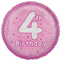 Pink Glitz 18" Age 4 Birthday Prism Foil Balloon