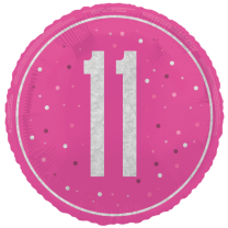 Pink Glitz 18" Age 11 Birthday Prism Foil Balloon