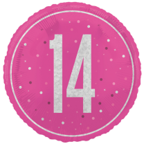 Pink Glitz 18" Age 14 Birthday Prism Foil Balloon