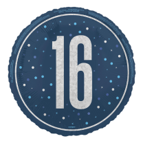 Blue/Silver Glitz 18" Foil Age 16 Prism Foil Balloon