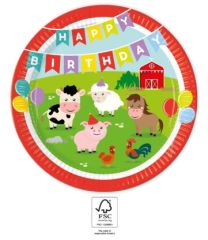 Farm Happy Birthday Paper Plates 23cm 8ct