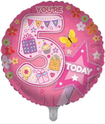 Age 5 Birthday Girl 18" Foil Balloon