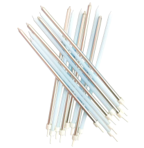 Extra Tall Candles Pastel Blue Metallic Mix with Holders 16ct