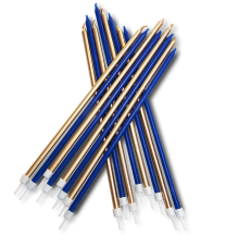 Extra Tall Candles Navy Blue Metallic Mix with Holders 16ct