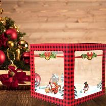 Merry Christmas Transparent Balloon Boxes 30x30x30cm (4 boxes)
