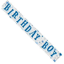 Birthday Boy Blue Stars Banner (pack of 6)