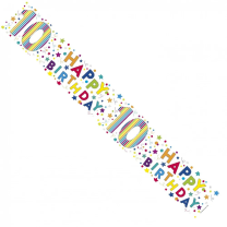 Unisex 10th Birthday Banner (Pack of 6)