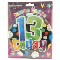 Age 13 Male Party Badge (15cm)