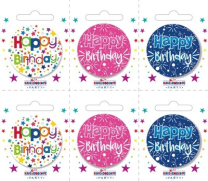 Happy Birthday Small Badges (5.5cm)