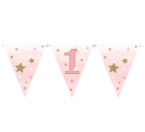 One Little Star Girl 1st Birthday Paper Flag Banner Bunting