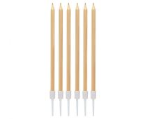 Metallic Light Gold Extra Tall Candles with Holder 6ct