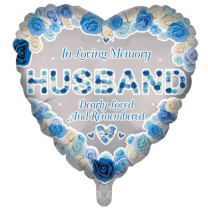In Loving Memory Husband Dearly Loved and Remembered Heart Shaped 18" Foil Balloon