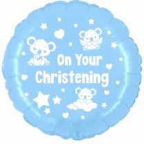 Baby Koala "On Your Christening" Sky Blue 18" Foil Balloon UNPACKAGED