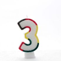 Age 3 Multi Colour Candle Neutral (Pack of 6)