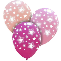 Bright Pink Stars 12" Latex 25ct