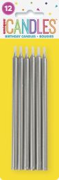 Silver 5" Birthday Candles 12ct
