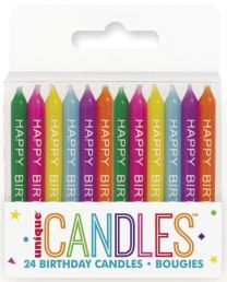 Birthday Script Candles (24ct) - Pack of 12
