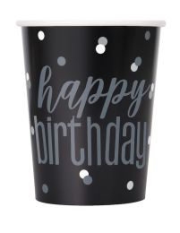 Black/Silver Glitz 9oz Cups 8ct