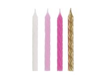 PINK, WHITE & GOLD SPIRAL CANDLES (24ct) - Pack of 12