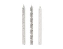 GLITTER & SILVER SPIRAL CANDLES (24ct) - Pack of 12