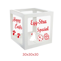 Easter Egg-stra Special White/Red Balloon Boxes 30x30x30cm Pack of 4 