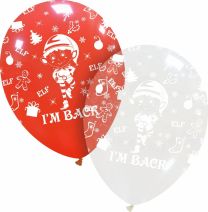 Elf - I'M BACK Red and Clear 12" Latex Balloons 50Ct