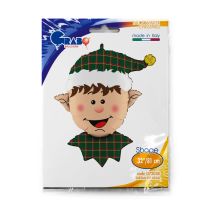 Christmas Elf Head With Tartan Hat 32