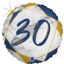 Age 30 Marble Mate Happy Birthday Blue 18" Foil Balloon