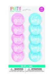 Gender Reveal Party Buttons 10ct